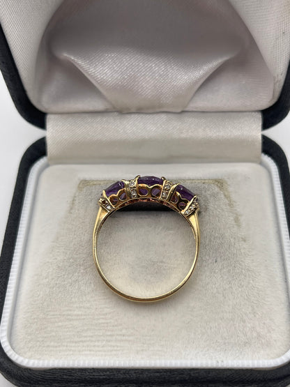 9ct gold amethyst and diamond ring