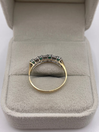 9ct gold emerald and diamond ring