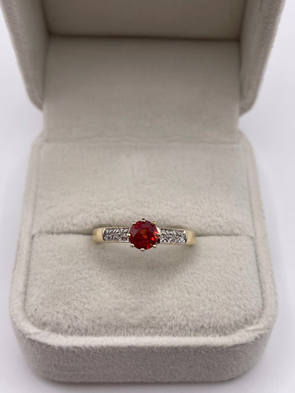 9ct gold spinel and diamond ring