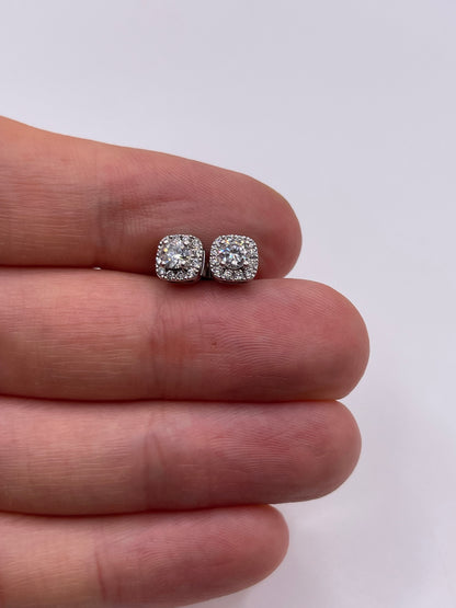 9ct white gold diamond earrings