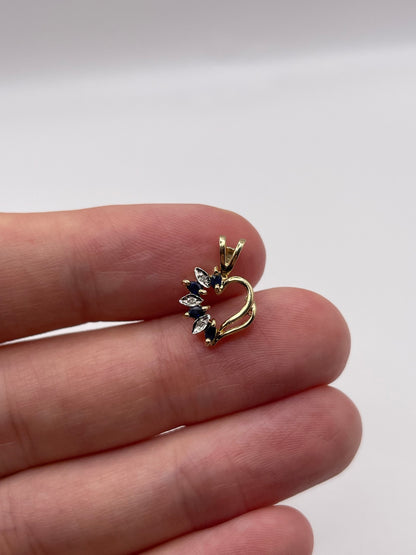 9ct gold sapphire and diamond pendant