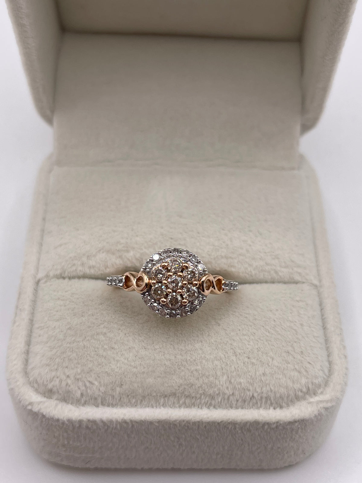 9ct rose gold diamond cluster ring