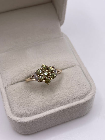 9ct gold sphene and diamond ring