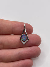 Load image into Gallery viewer, 9ct white gold opal and zircon pendant
