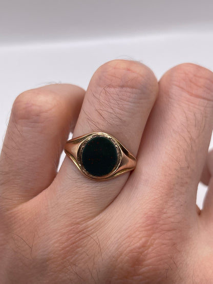 9ct rose gold bloodstone signet ring