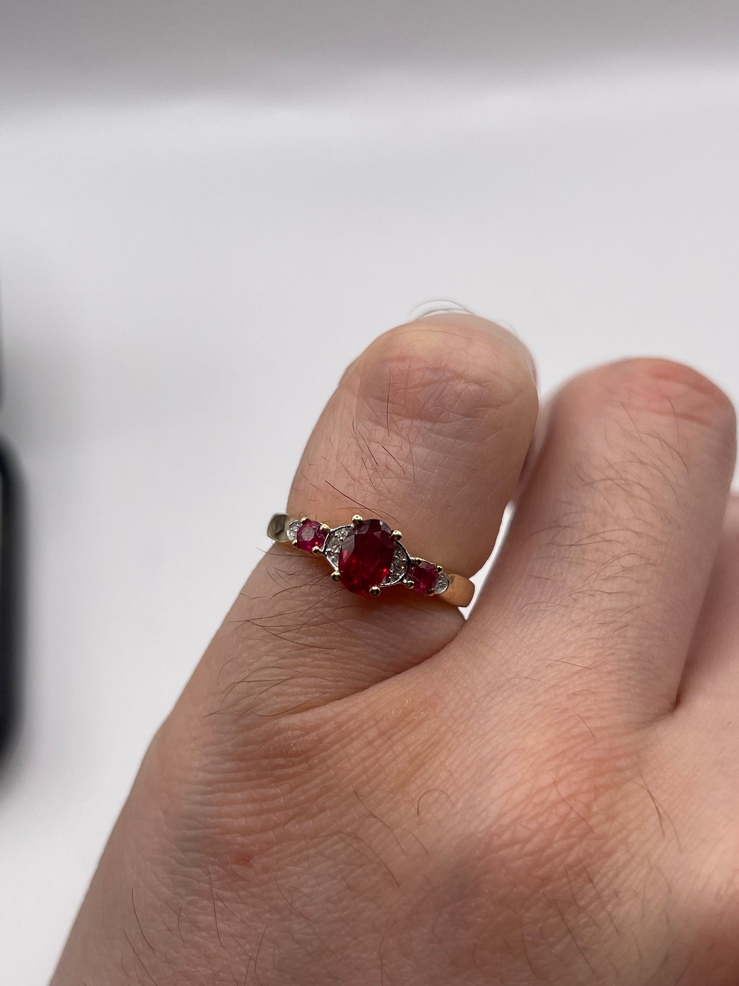 9ct gold ruby and diamond ring