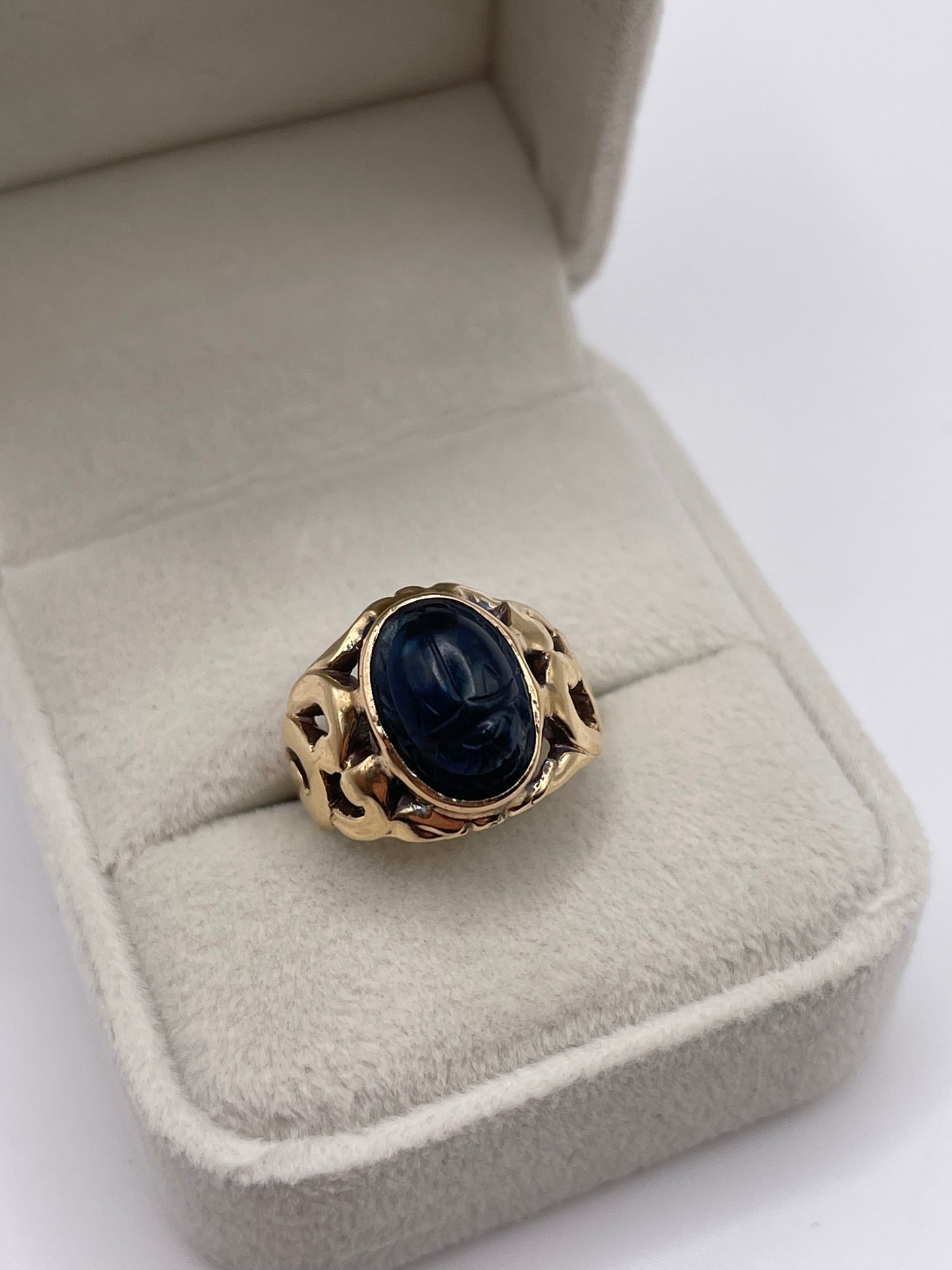 9ct gold gemstone scarab beetle ring