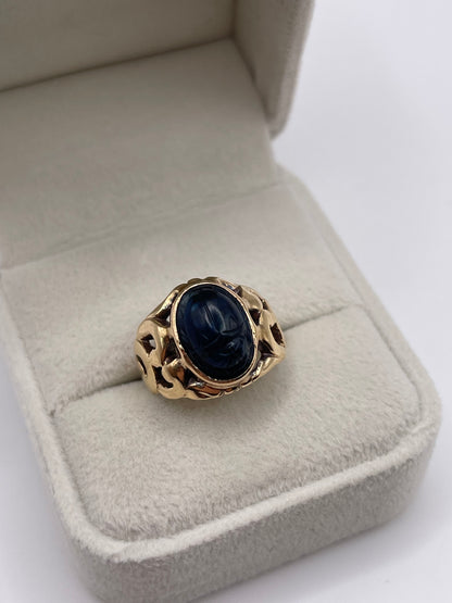 9ct gold gemstone scarab beetle ring