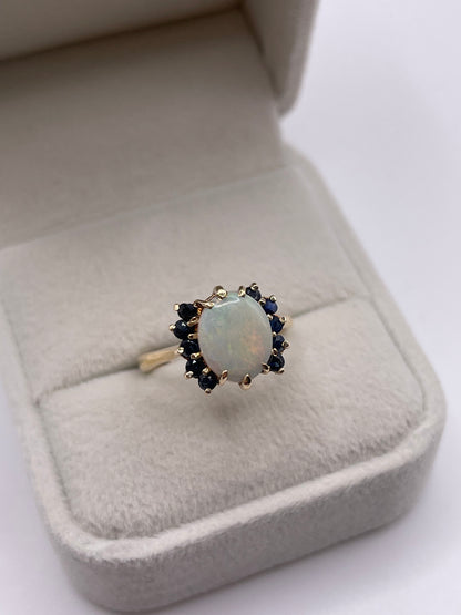 9ct gold opal and sapphire ring