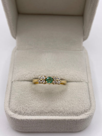 18ct gold emerald and diamond ring