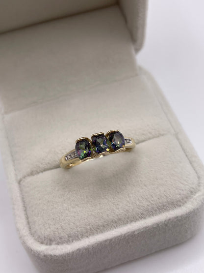 9ct gold mystic topaz and zircon ring