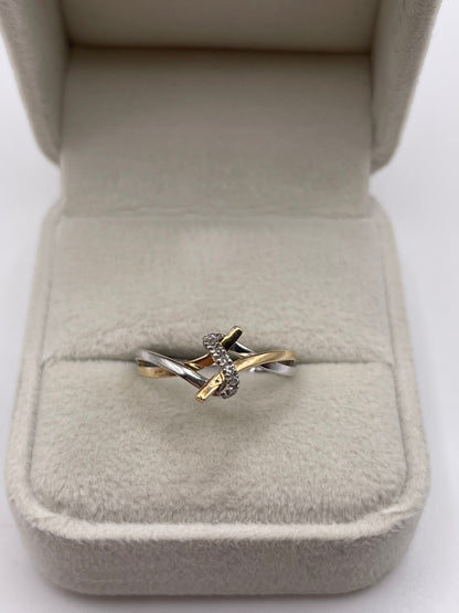 9ct two tone gold diamond ring