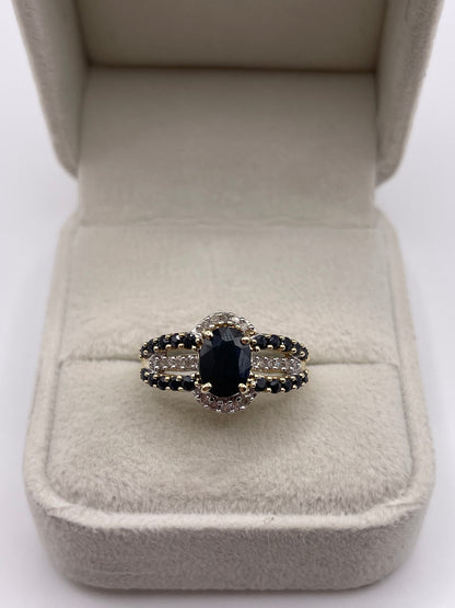 9ct gold sapphire and diamond ring