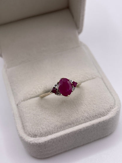 9ct gold ruby and diamond ring