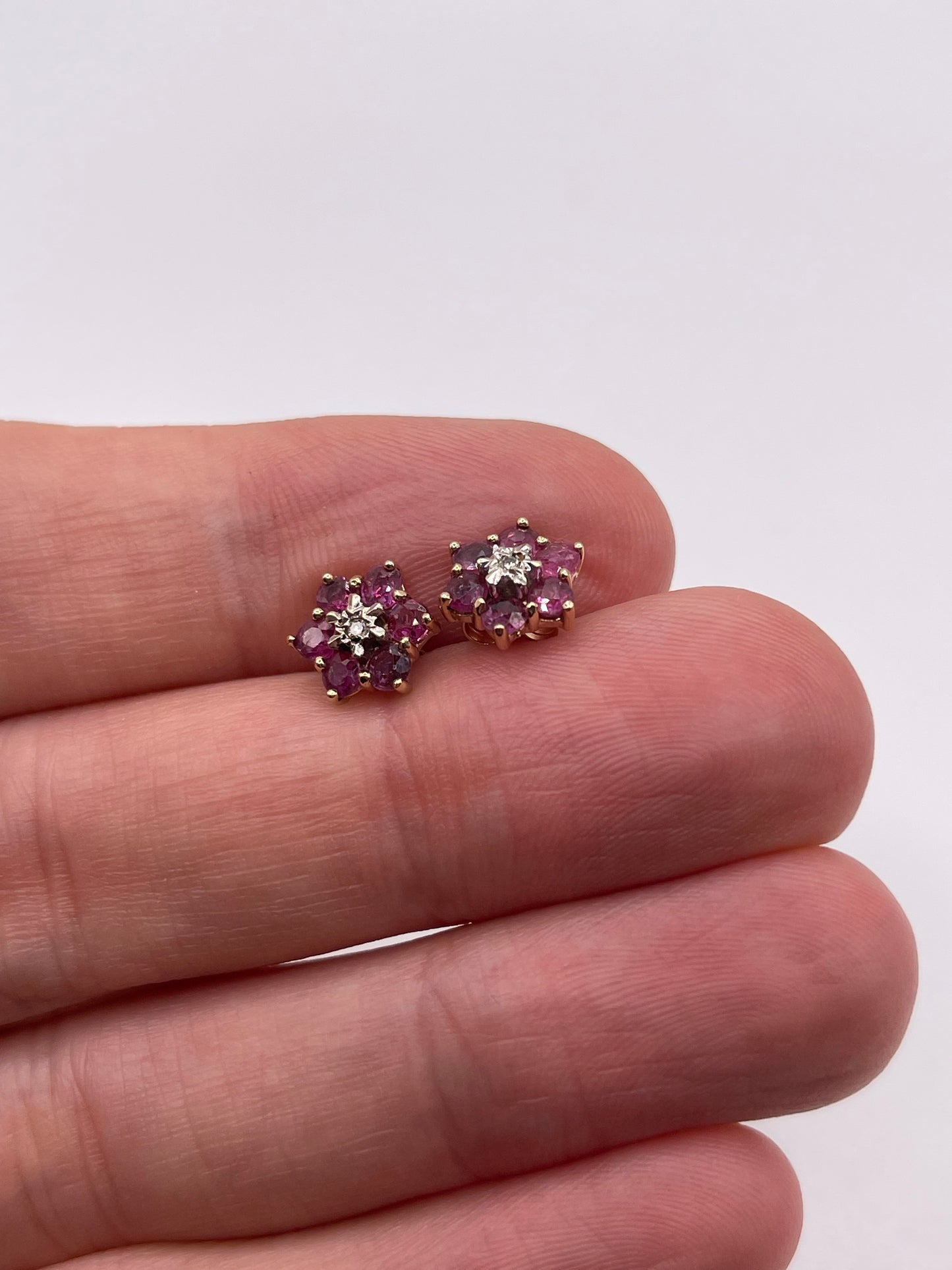 9ct gold ruby and diamond earrings