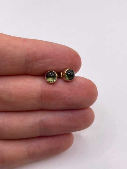 9ct gold cabochon peridot earrings