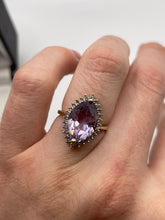 Load image into Gallery viewer, 9ct gold amethyst and diamond ring
