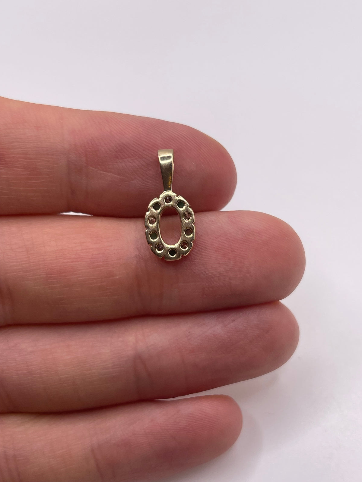 9ct gold emerald and diamond pendant