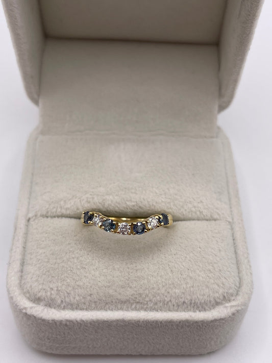 18ct gold sapphire and diamond wishbone ring