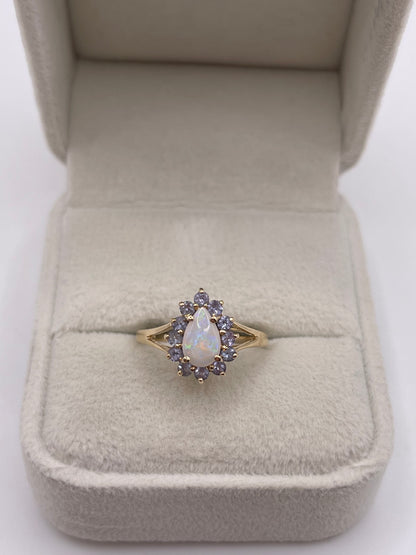 9ct gold opal and tanzanite ring