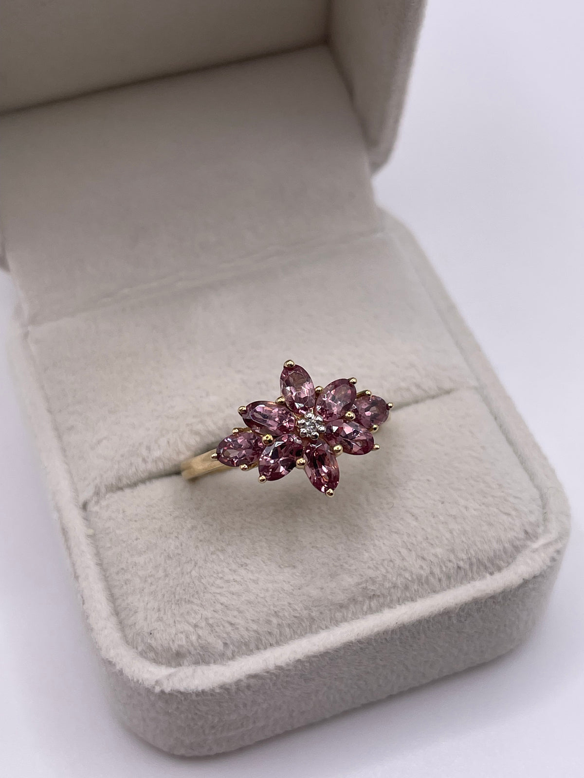 9ct gold tourmaline and diamond ring