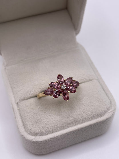 9ct gold tourmaline and diamond ring