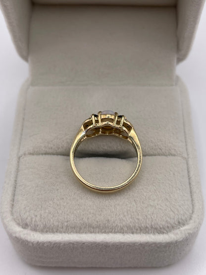 9ct gold opal, sapphire and diamond ring