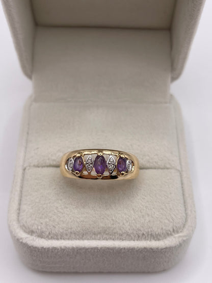 9ct gold amethyst and diamond ring