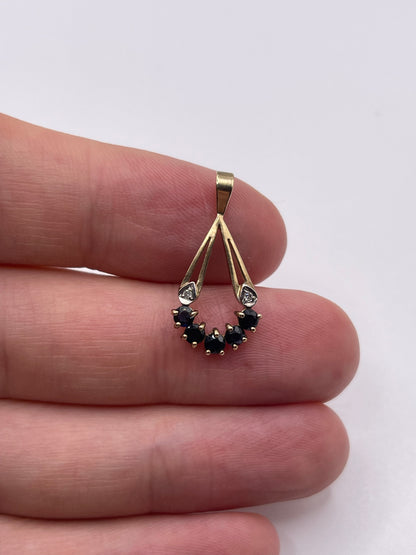 9ct gold sapphire and diamond pendant
