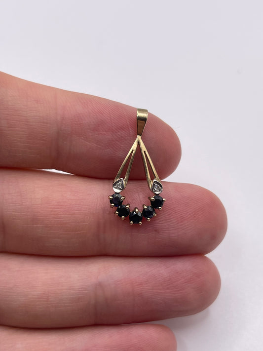 9ct gold sapphire and diamond pendant