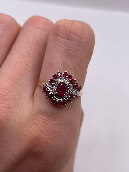 9ct gold ruby and diamond ring
