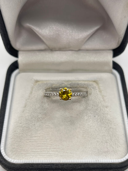 9ct gold sphene and zircon ring