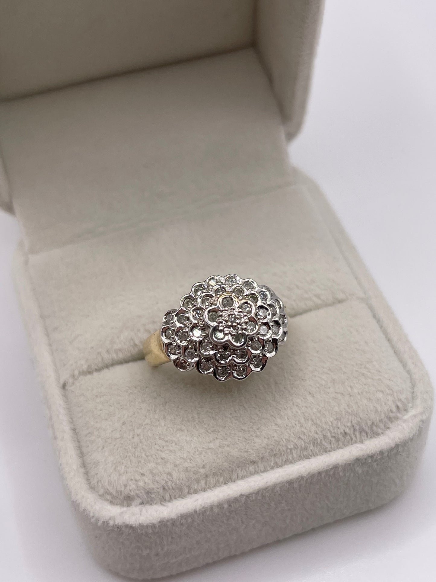 9ct gold 50 point diamond clusyer ring