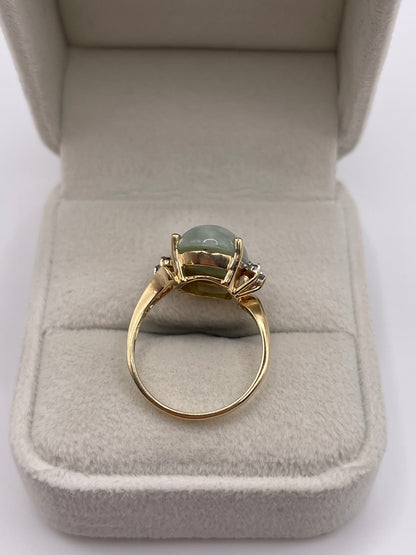 9ct gold jade and diamond ring