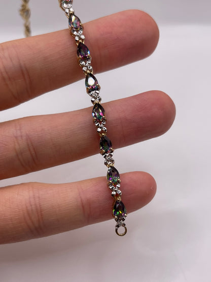 9ct gold mystic topaz and diamond bracelet