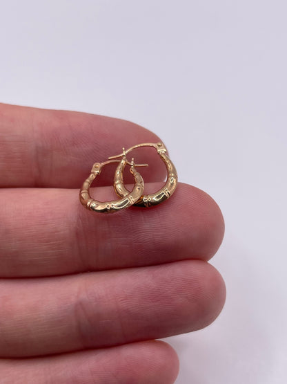 9ct gold bamboo creole earrings