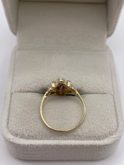 9ct gold amethyst and diamond ring