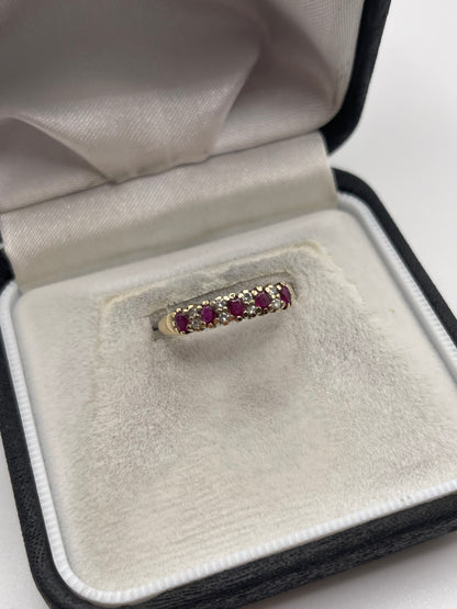 9ct gold ruby and diamond ring