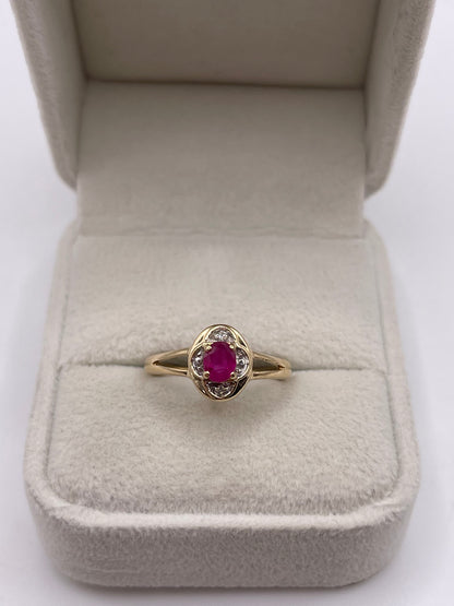 9ct gold ruby and diamond ring