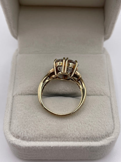 9ct gold zircon and pink sapphire ring