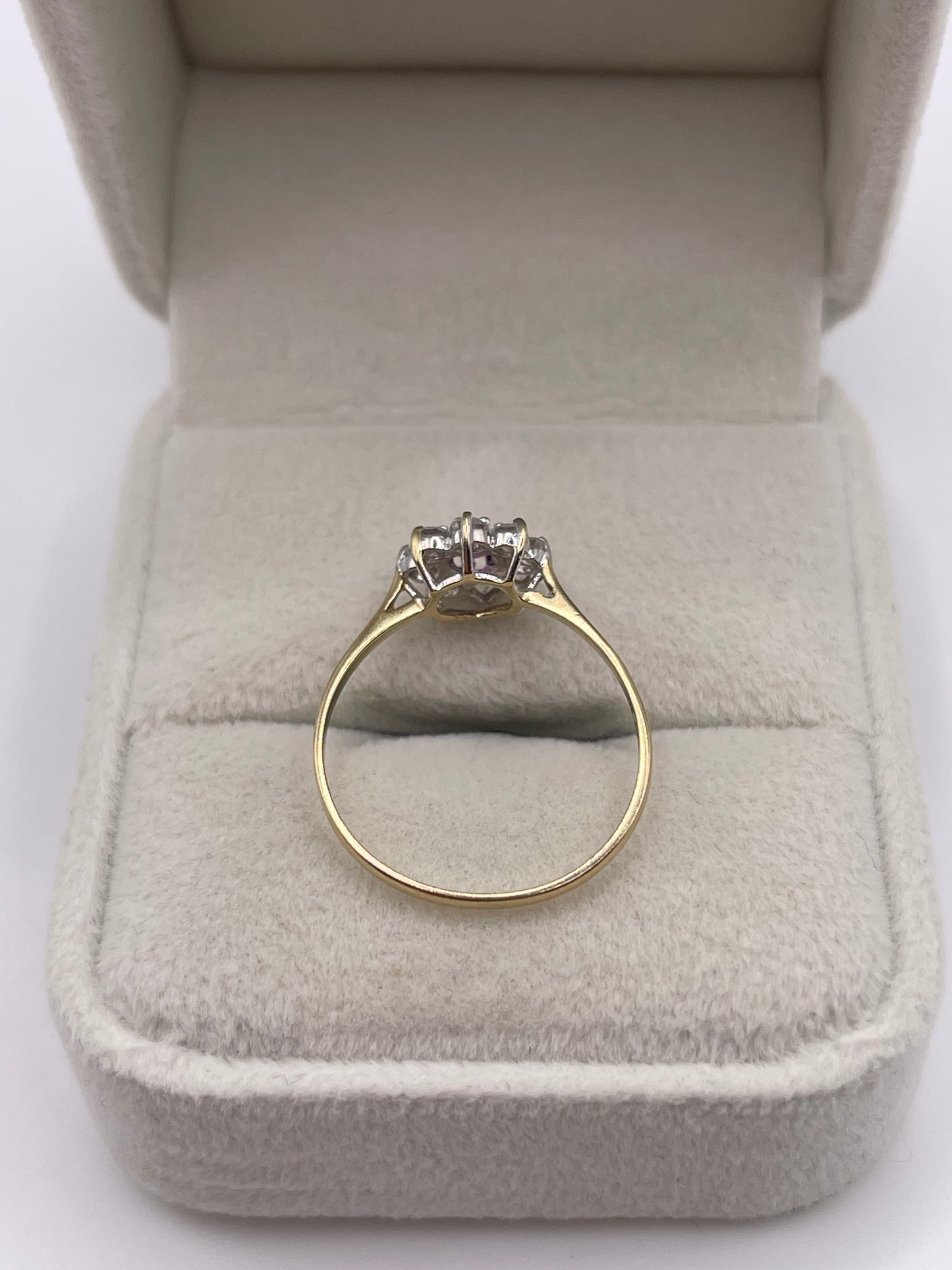 9ct gold ruby and cz ring