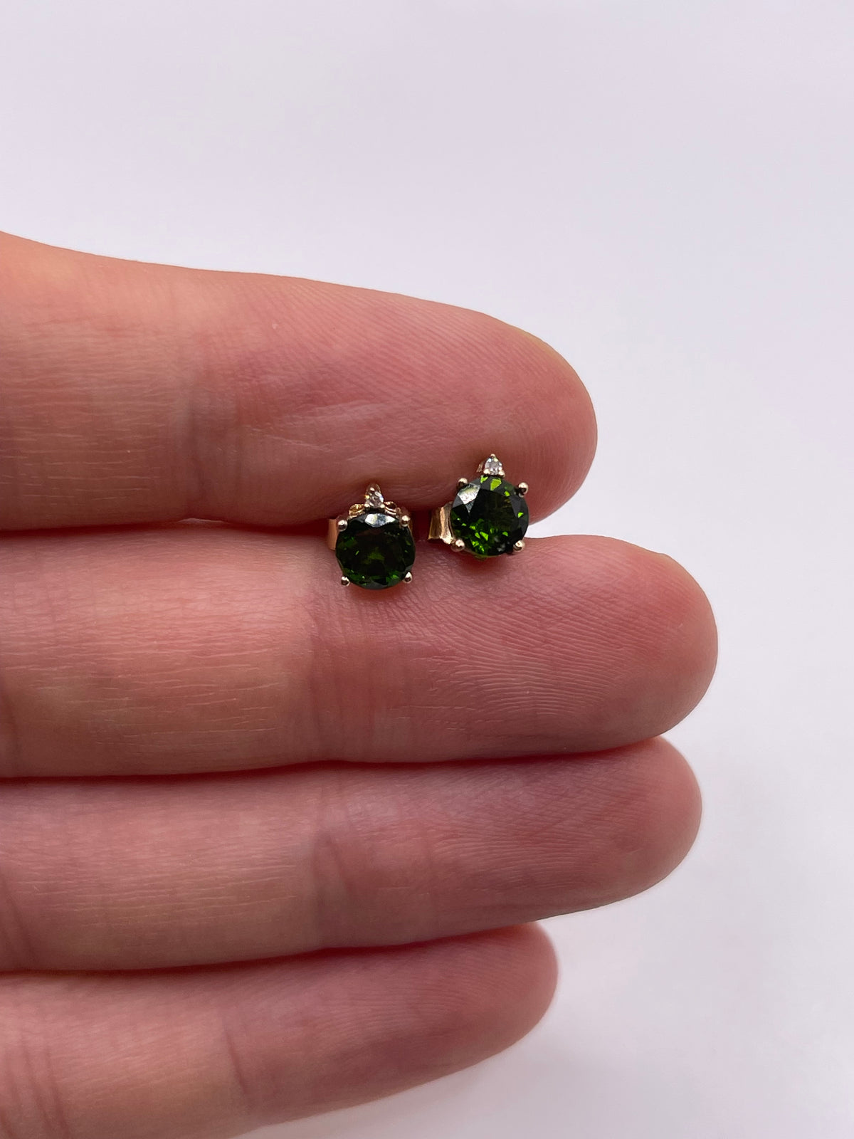 9ct gold diopside and diamond earrings