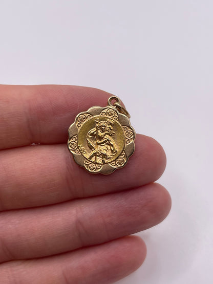 9ct gold st Christopher pendant