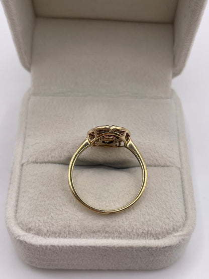9ct gold emerald and zircon ring