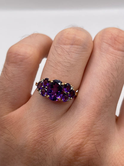 9ct gold amethyst and diamond ring