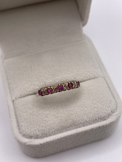 9ct gold ruby and diamond ring