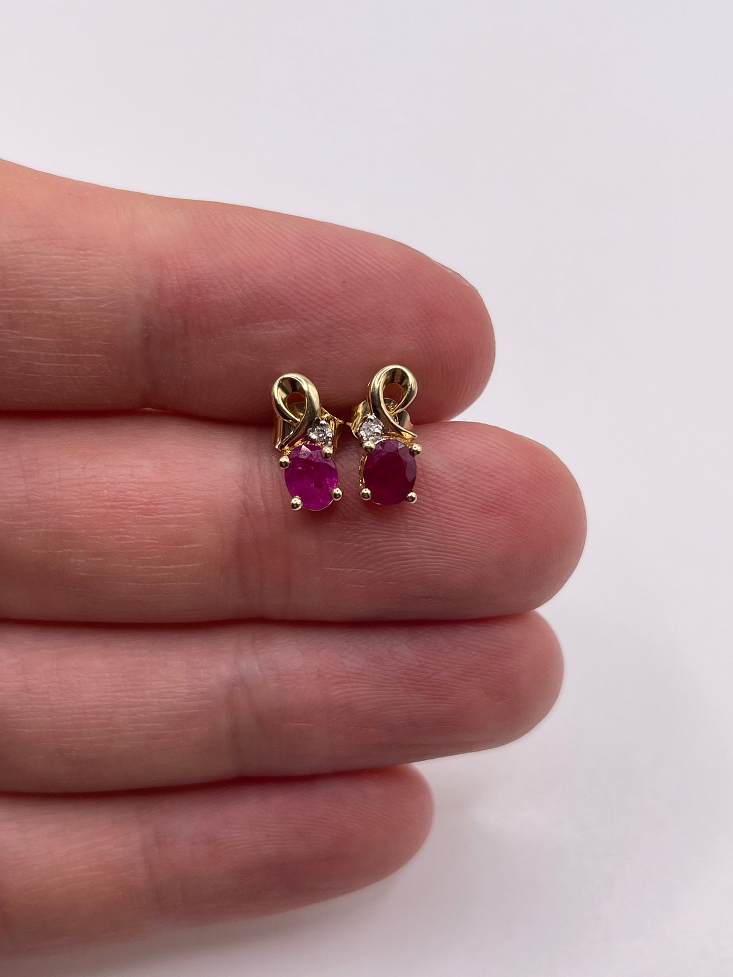 9ct gold ruby and diamond earrings
