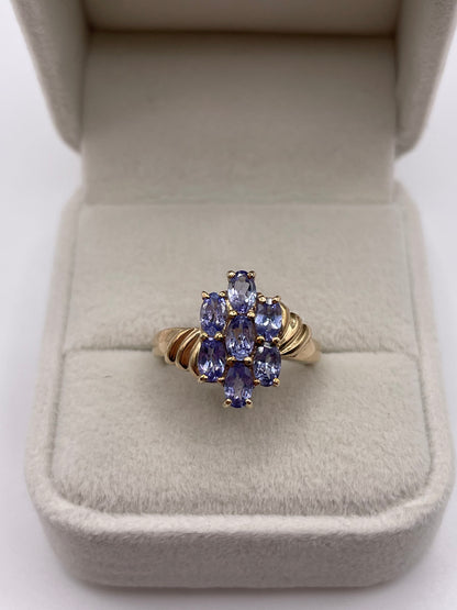9ct gold tanzanite cluster ring