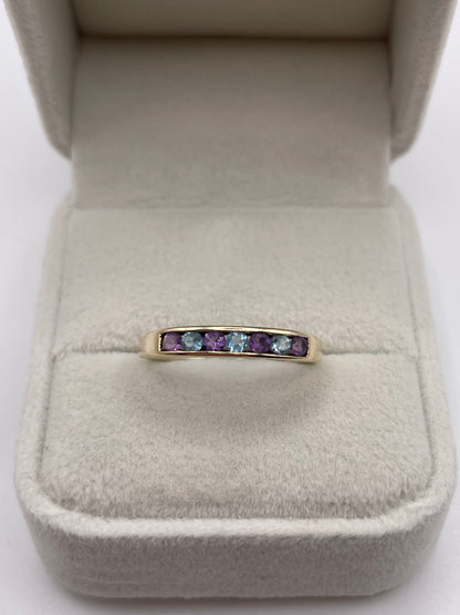 9ct gold amethyst and topaz ring