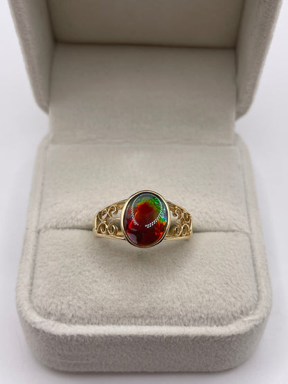 9ct gold Ammolite ring